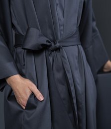 Badjas Kimono Effen Antraciet
