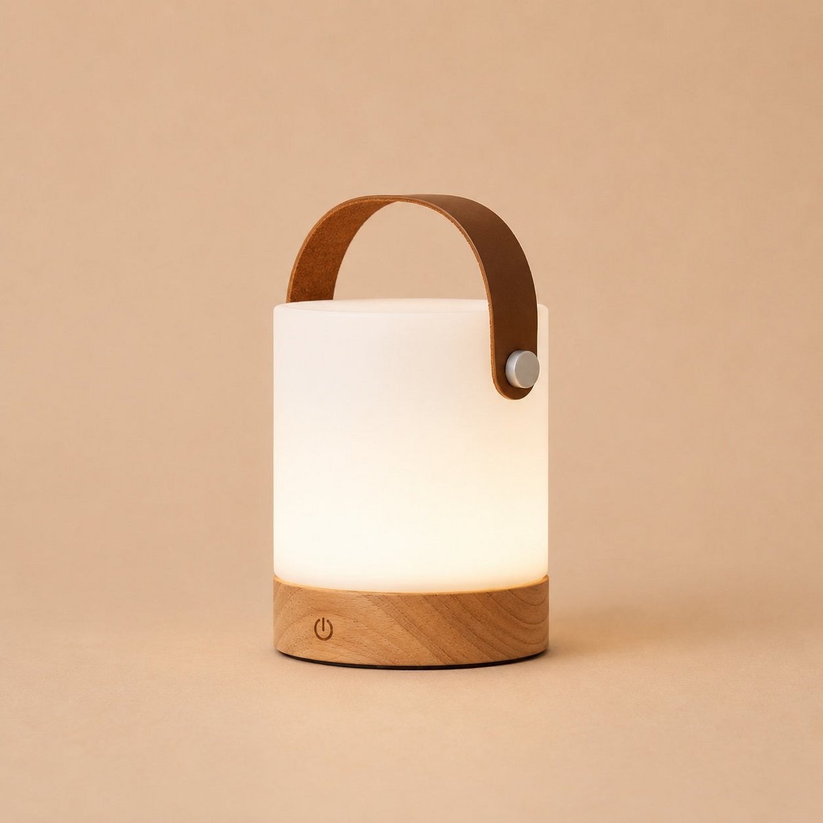 Avery Hellbraune wiederaufladbare Tischlampe aus Holz