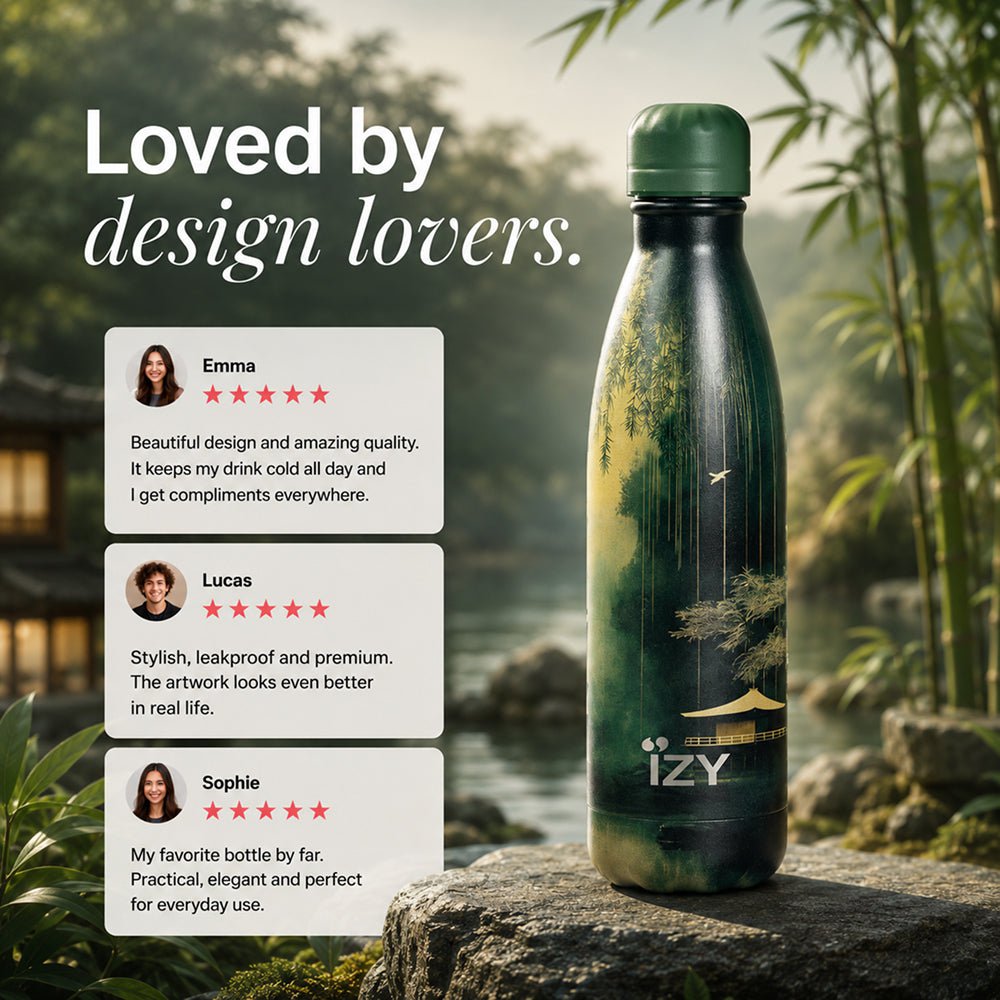 IZY Thermos Bottle - Bamboo Glow - 500ML To-Go Insulated Water Bottles