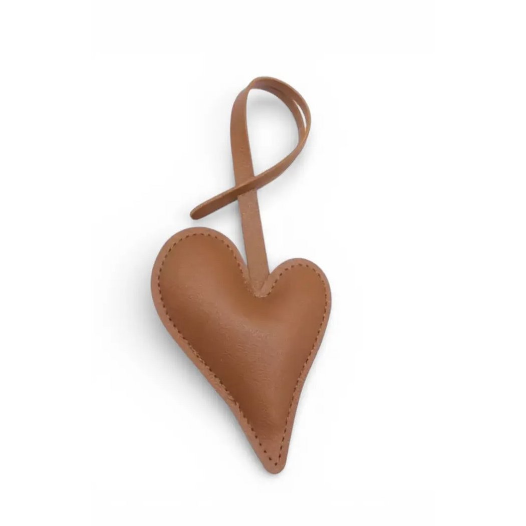 Keychain - Bag charm in heart shape - Brown MESSE