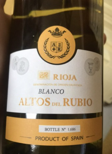 White wine D.O.Ca. Rioja Altos del Rubio