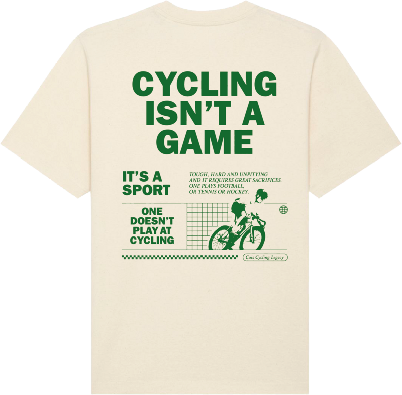 Kolarstwo to nie gra, oversize'owa koszulka rowerowa unisex (naturalna - zielona)
