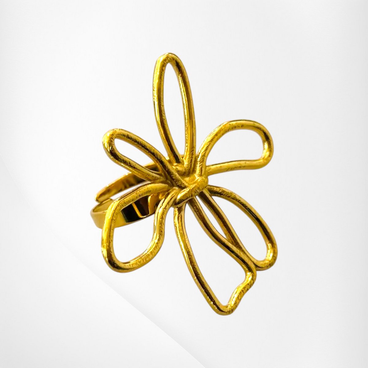 Brushed Gold Irregular Floral Ring
