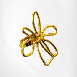 Brushed Gold Irregular Floral Ring