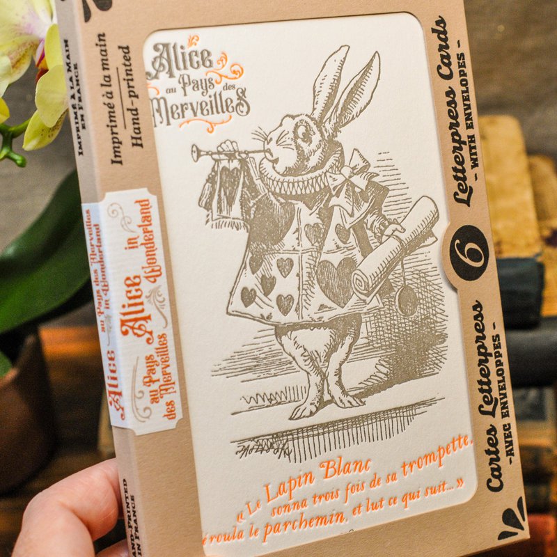 Box of 6 Alice in Wonderland Letterpress Cards (with envelopes)