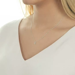 Halskette Letter "C", 14 K Weissgold mit Diamanten 