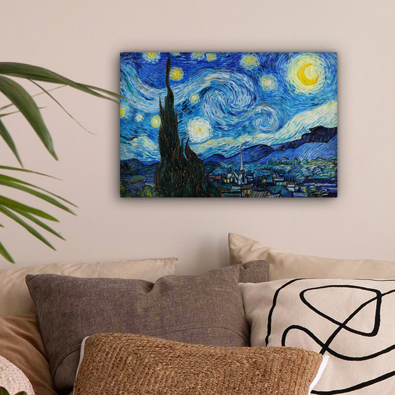 Canvas Maleri - Wall Decoration - De Sterrennacht - Vincent Van Gogh