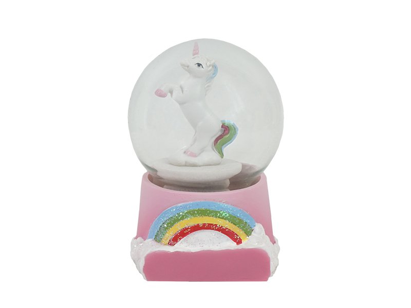Glitzerkugel mit Einhorn aus Poly Ø 6,5x9cm