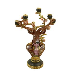 Candle holder deer bust Alexander, 5 flmg, polyresin