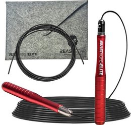 The Beast Gear Sauter Elite jump rope features steel ball bearings and non-slip handles, making it suitable for crossfit, boxing, fitness, gym, and bodybuilding activities for both men and women.