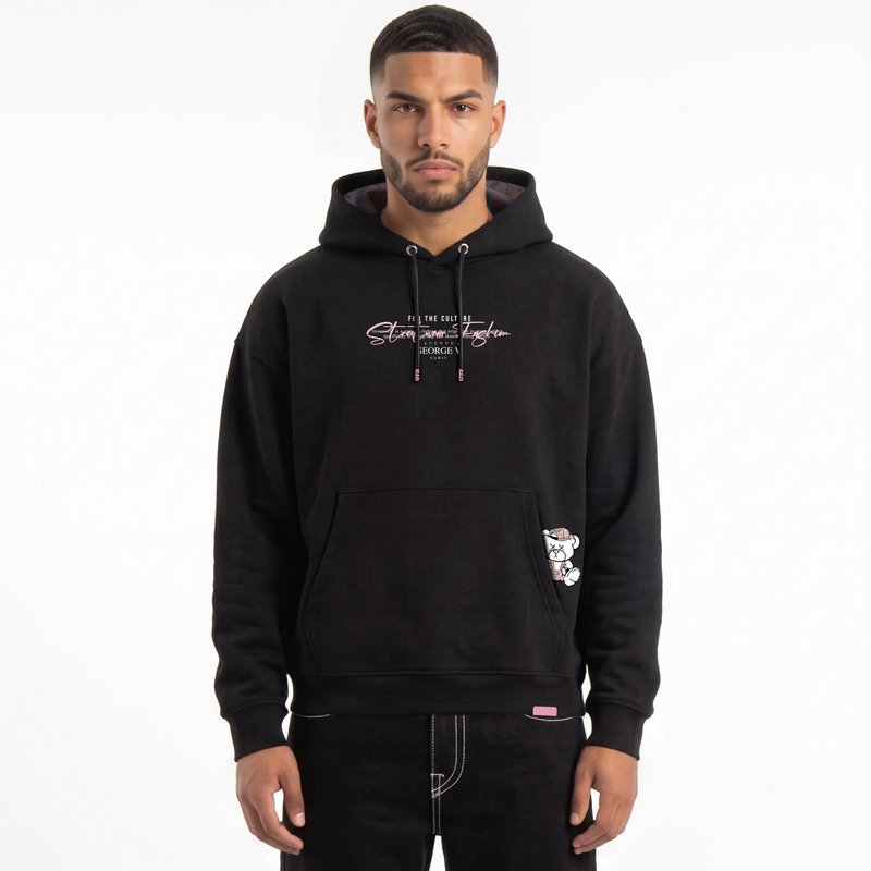 Kapuzenpullover mit Ourson Street-Print Schwarz
