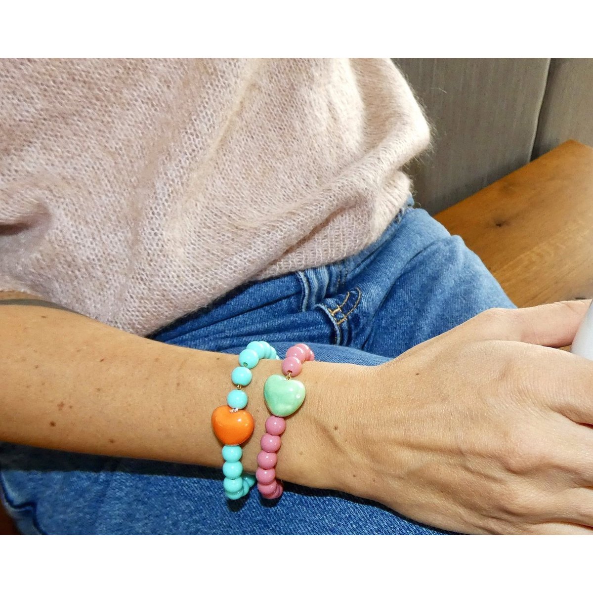 Armkettchen Orange Heart Colour Ball