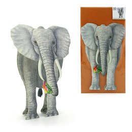 Elefante de tarjeta animal 3D con ramo