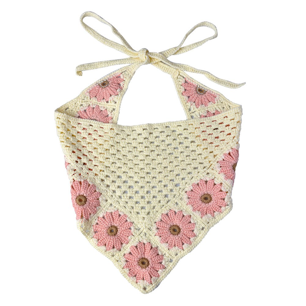 Bandana Kind 80 cm Beige Rosa Baumwollblumen