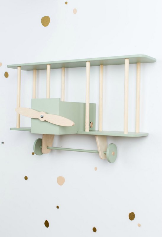 Biplane shelf „Dashy” sage green