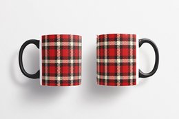 Tartan Ceramic Mug 325ml - YELLOW/RED SQUARES