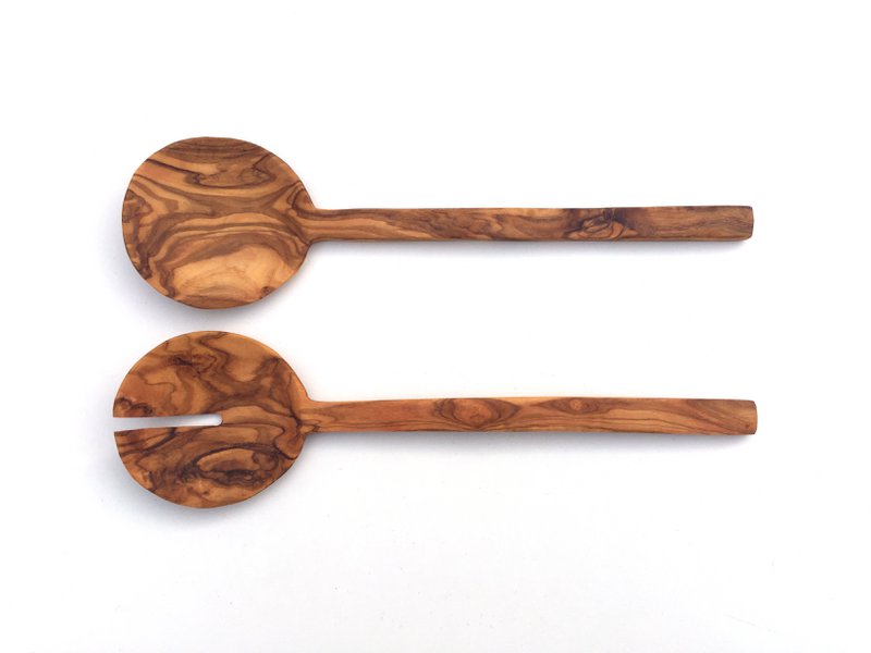 Posate per insalata in 2 pezzi Piatto e luce New York 26 cm in legno d'ulivo