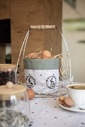 Brotkorb 35x35x8 cm Beige Baumwolle
