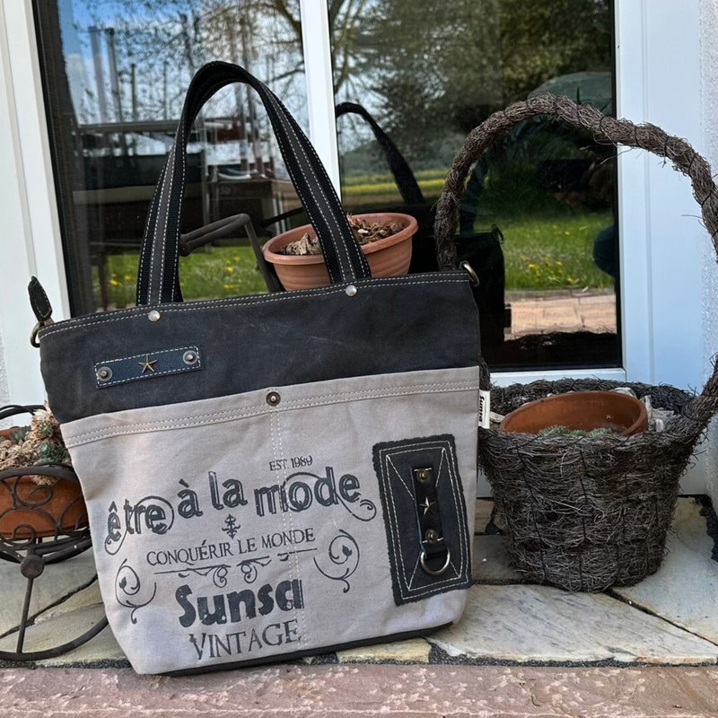 Damska płócienna torba na ramię Sunsa, duża. Vintage retro shopper w marynistycznym stylu. Wegańska torba damska A4 odpowiednia torba na ramię torba materiałowa na codzienną pracę jako prezent dla kobiet w czasie wolnym