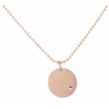 Chain with 1 disc and 1 zirconia stone, stainless steel - rosé
