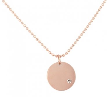 Chain with 1 disc and 1 zirconia stone, stainless steel - rosé