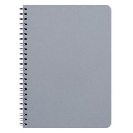 A5 size spiral-bound notebook with a plain gray cover. Available in blank, grid, lined, and dot grid page styles.