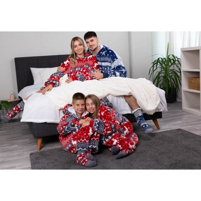 Vitapur - Hoodie deken + sokken kind - Rood Kerst
