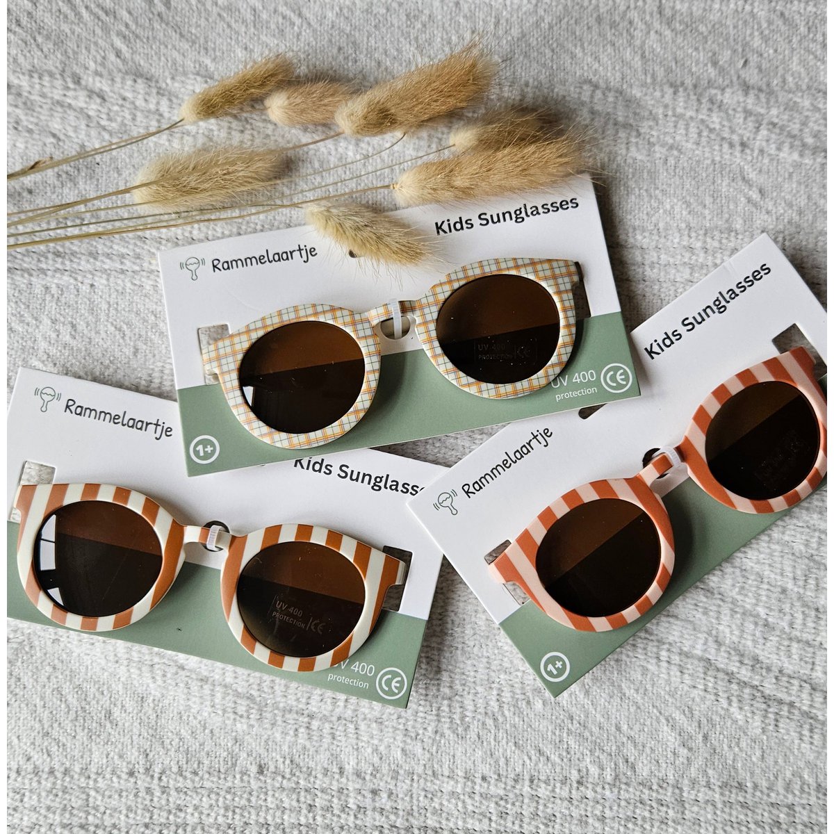 Gafas de sol para bebés y niños con cuadros UV400 - Beige