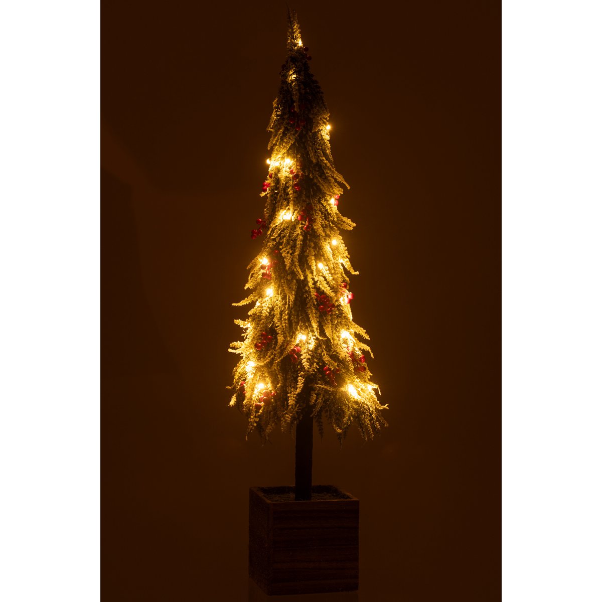 J-Line decoratie kerstboom Sneeuw - kunststof - groen/rood - XL - LED