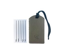 K0041AFB | Made in Italy tofarvet bagagemærke i ægte fuldnarvet læder, dollarkorn - Sort/grå farve - Dimensioner: 6,5 x 12 cm - Emballage: stiv bund/låg Gaveæske