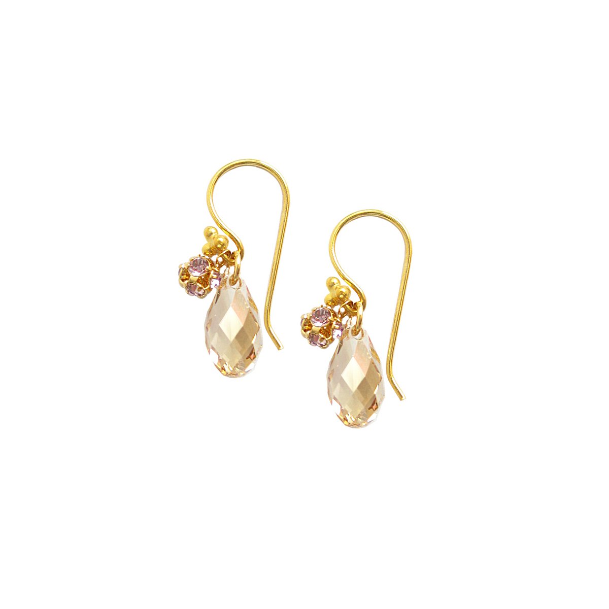 18K gold plated earrings with Golden Shadow crystal drops