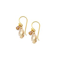 18K gold plated earrings with Golden Shadow crystal drops