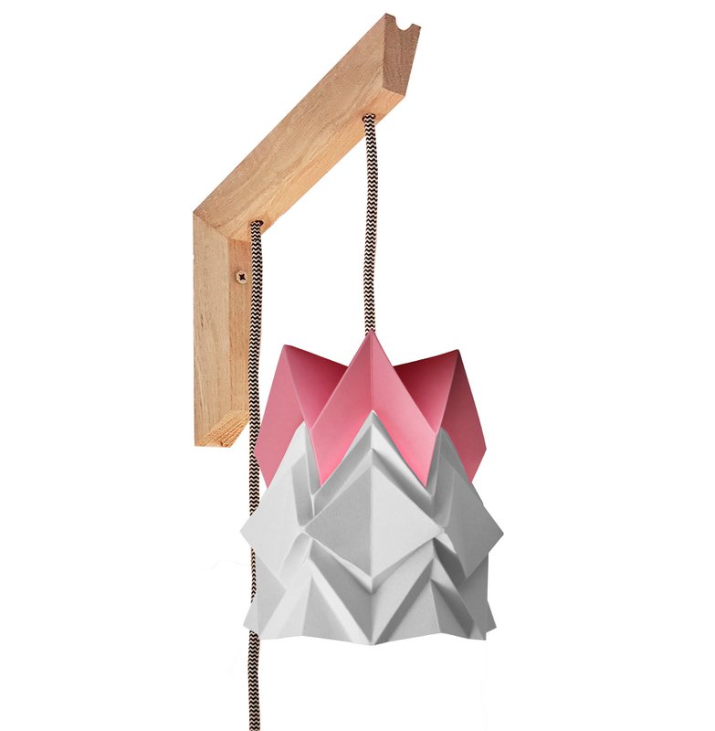 Drewniana lampa ścienna i małe zawieszenie Bicolor Origami z papieru