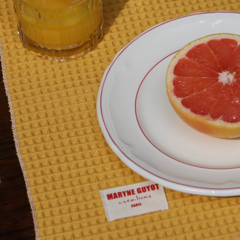 Plain Textured Placemat - Mustard Waffle - Set of 2