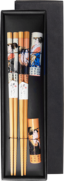 Edo Chopstick Set, 2 pair + stones, Geisha Theme, Giftbox, Edo Japan
