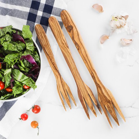 Olive Wood Salad Fork – Handmade Natural Wooden Utensils