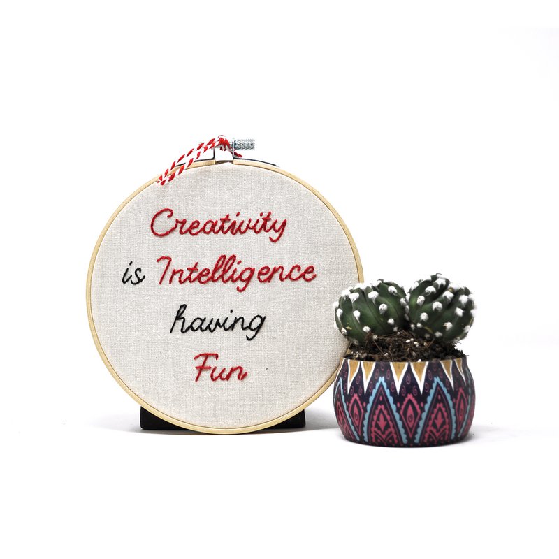 Embroidery funny sentence on canvas 15 cm