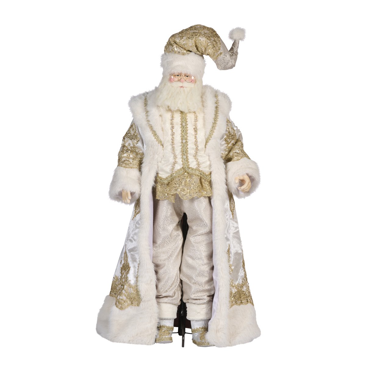 REGAL W.SANTA LIFE SIZE DOLL W/STAND CRM/GLD 163CM