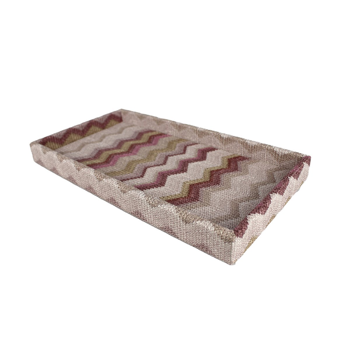 Tablet rechthoekig kunstmatig leer zigzag roze cosmetische lade