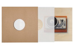 Poster 33T/12 inch in hout p.music iconen draaitafel