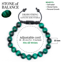 Mænds GREEN TIGER EYE perlearmbånd