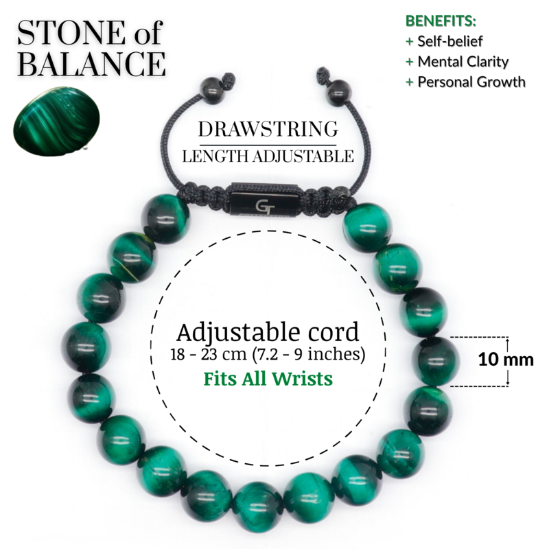 Mænds GREEN TIGER EYE perlearmbånd