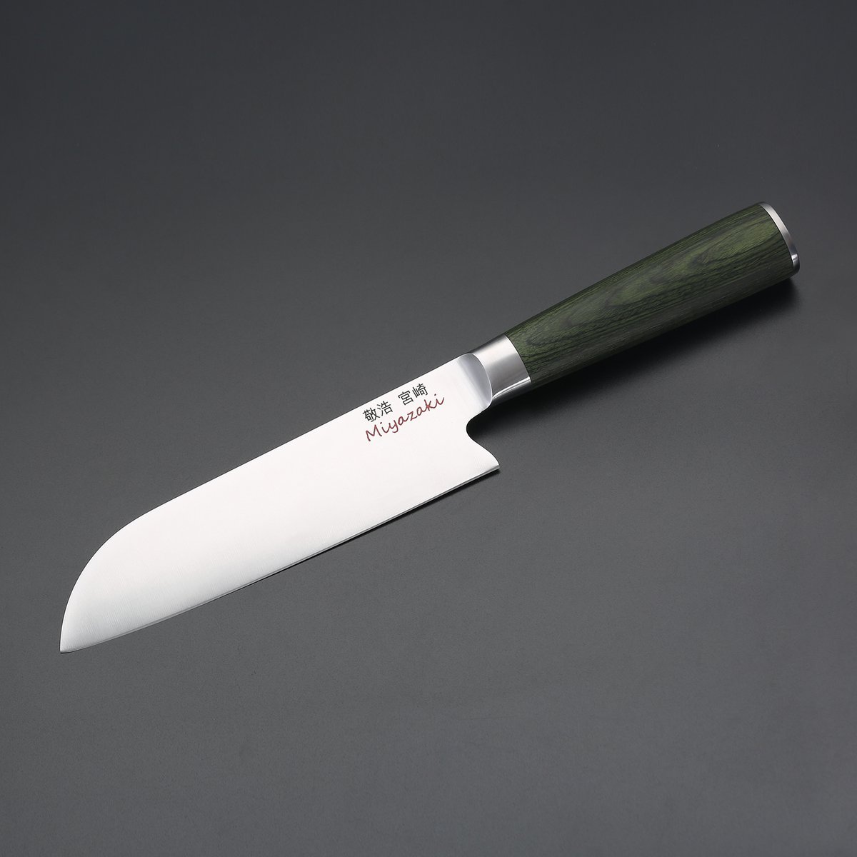 Miyazaki Kodawari Santokumesser 7", Griff Pakkaholz grün