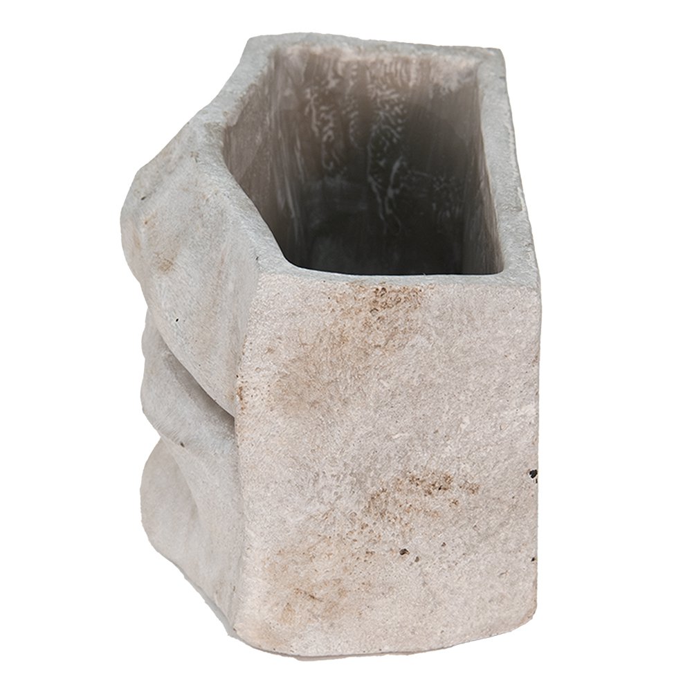 Bloempot Mond 21x13x14 cm Grijs Steen Bloempot Binnen