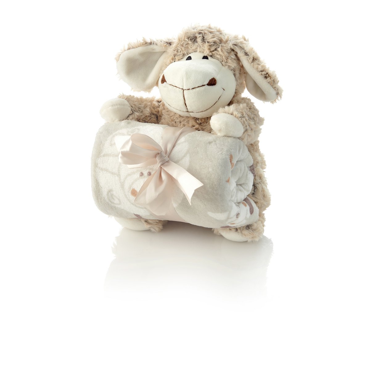 Oveja de peluche con mantita de bebé: oveja 24cm, manta 75x90 cm