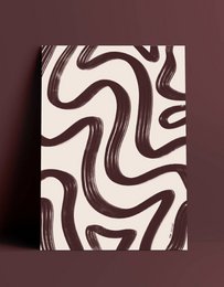 Poster with abstract wavy pattern in brown and white colors. Available in A5, A4, and A3 sizes.