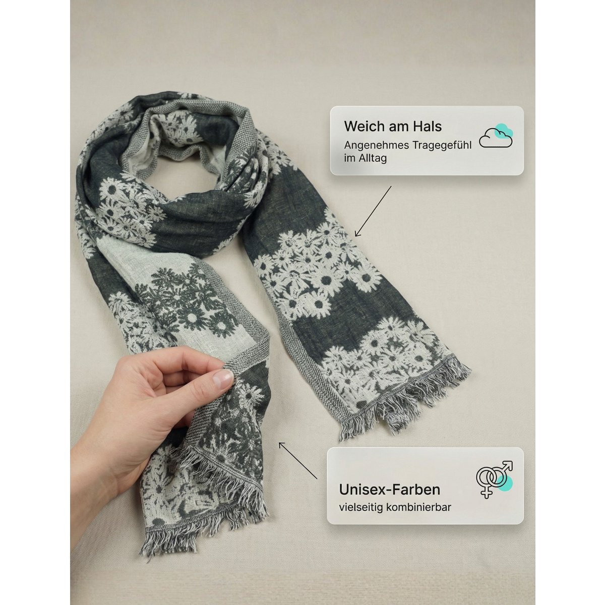 Sunsa dames sjaals, winter sjaalhals gemaakt van katoen en viscose, damesjaals voor herfst/winter, multifunctionele doek als een sjaal/sjaal of stal/schouderdoek