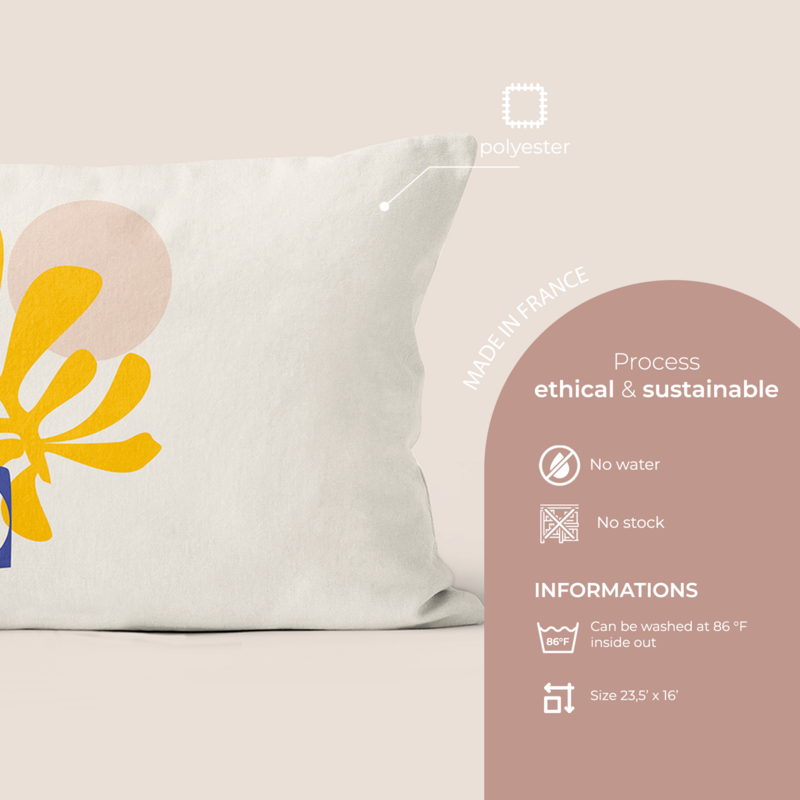 Yellow polyester decorative cushion 40x40cm 40x67cm Amélie model