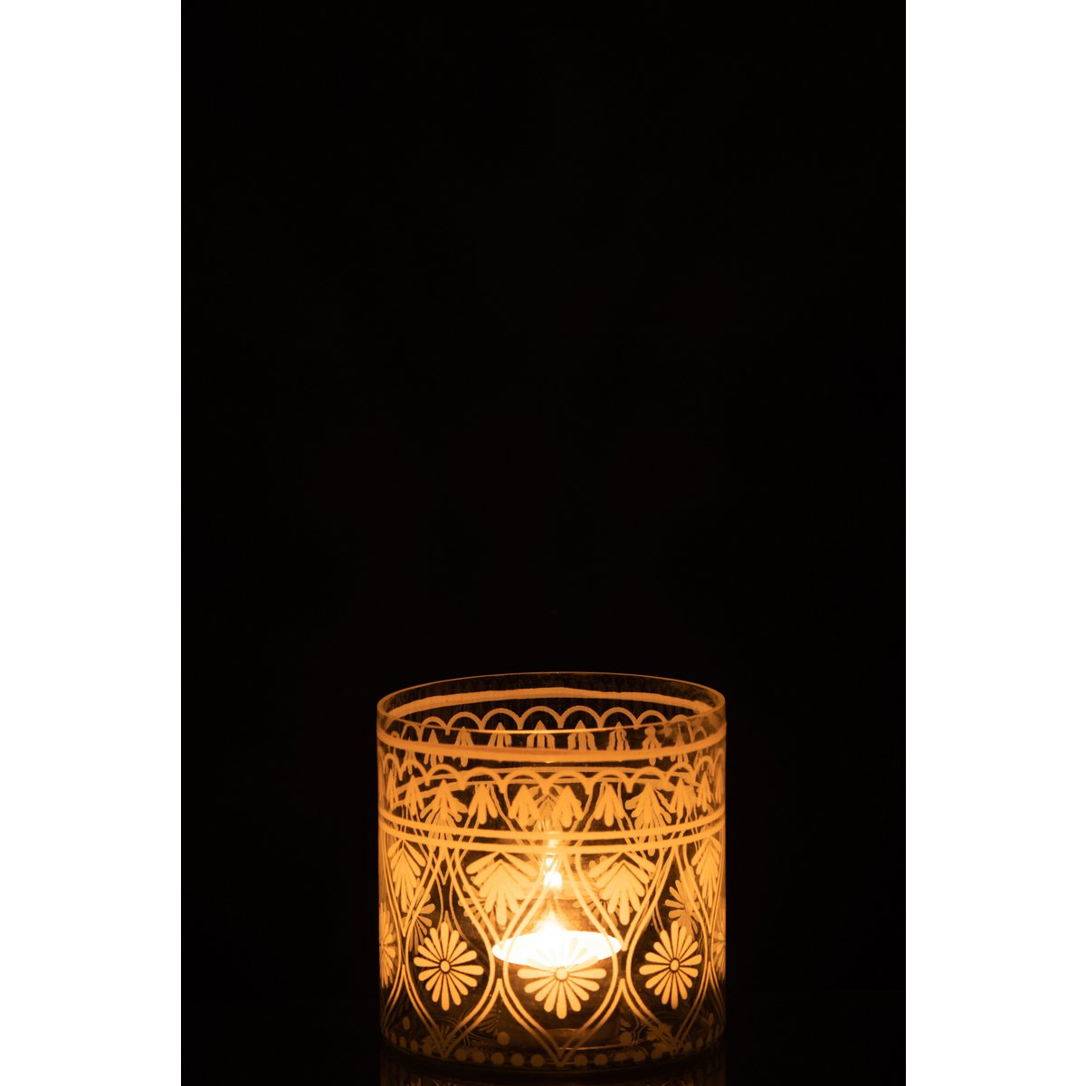 J-Line lanterne Mønster - glas - gennemsigtig/hvid - lille