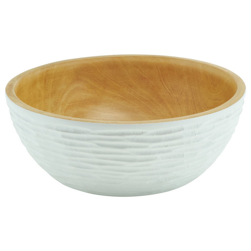 Ciotola in legno - fruttiera - insalatiera - modello Carved Low - bianca - diverse misure